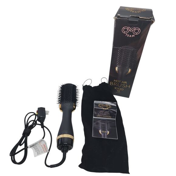 Professional Blowout Hair Dryer Brush, Black Gold Dryer and Volumizer Oval Shape - Picture 1 of 16